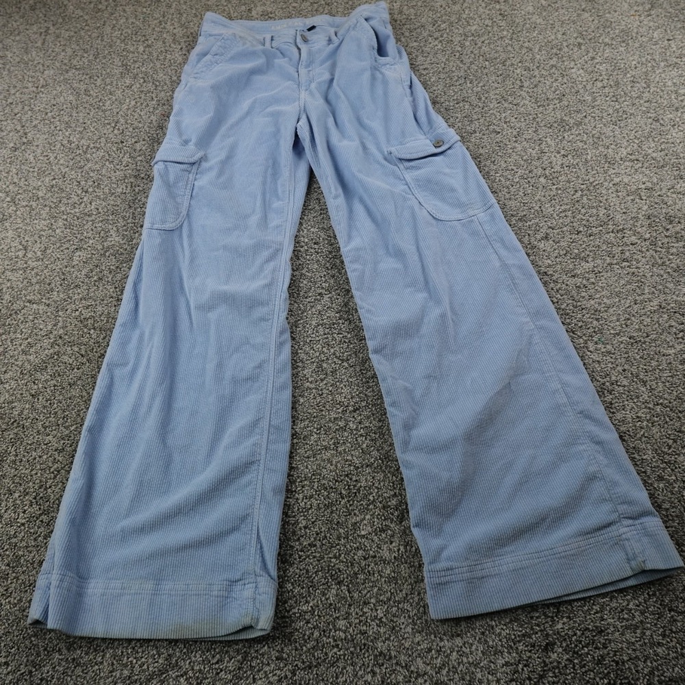 American Eagle Pants Womens 10 Blue Cargo High Rise Baggy Wide Leg Rave Stretch - Picture 2 of 16